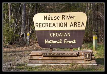 The entrance to the Neuse River Recreation Area, Flanner's Beach.