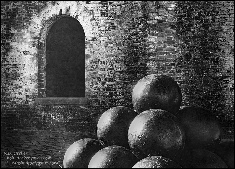 Cannon Ball stack inside Fort Macon at Atlantic Beach, NC